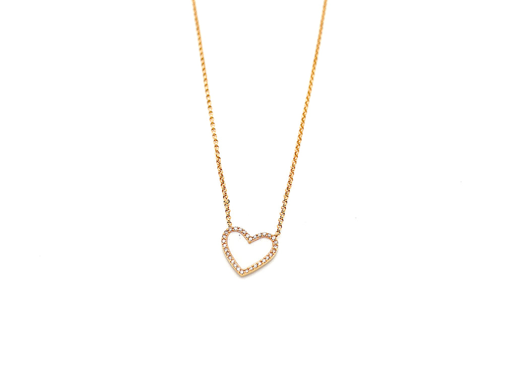 18k Rose Gold Diamond Heart Necklace