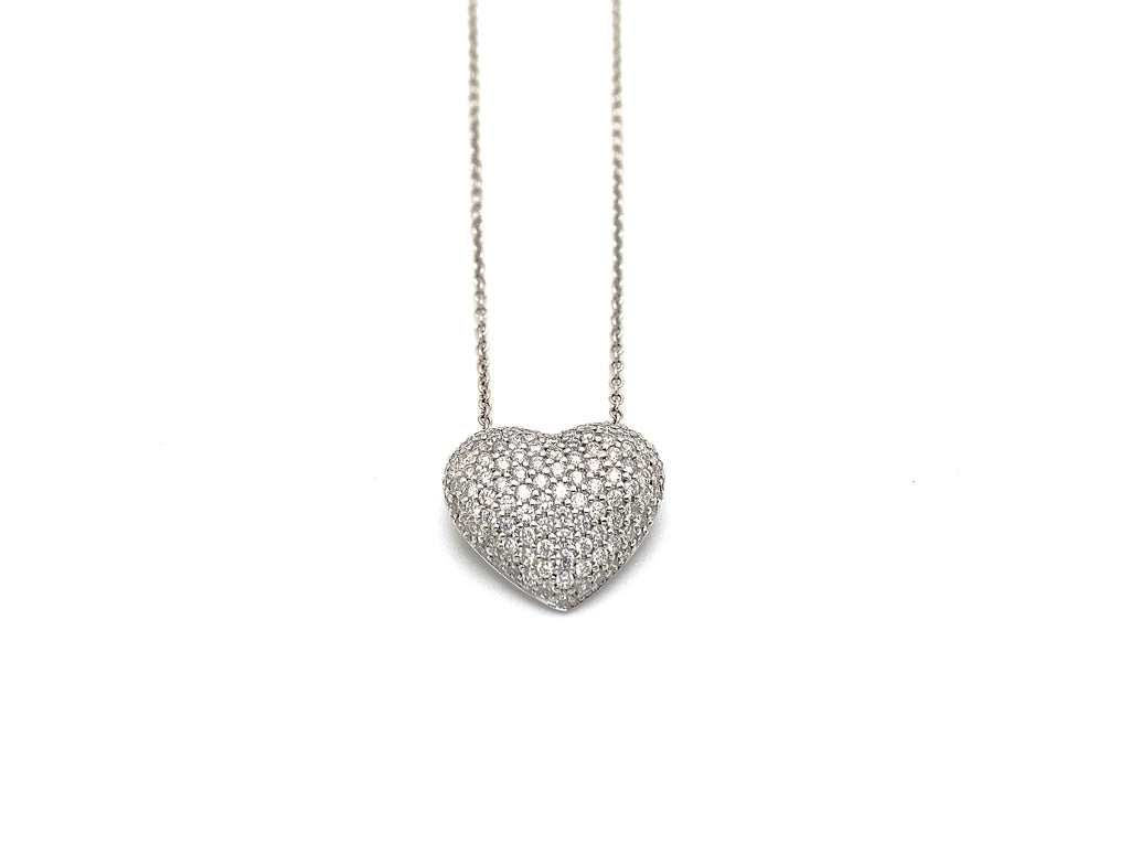 18K White Gold Diamond Pave Heart