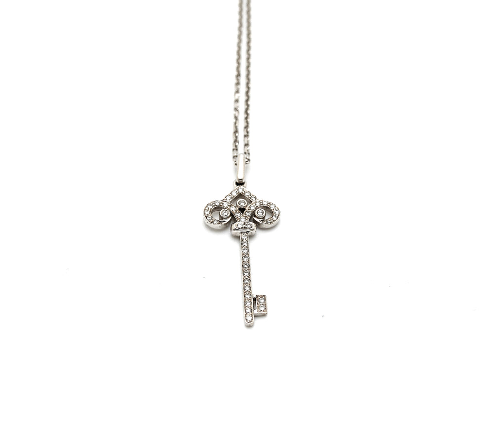 18K Stunning Diamond Key Necklace