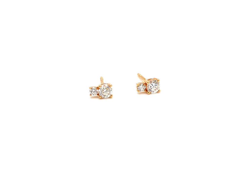 14K Yellow Gold Two Diamond Stud Earrings