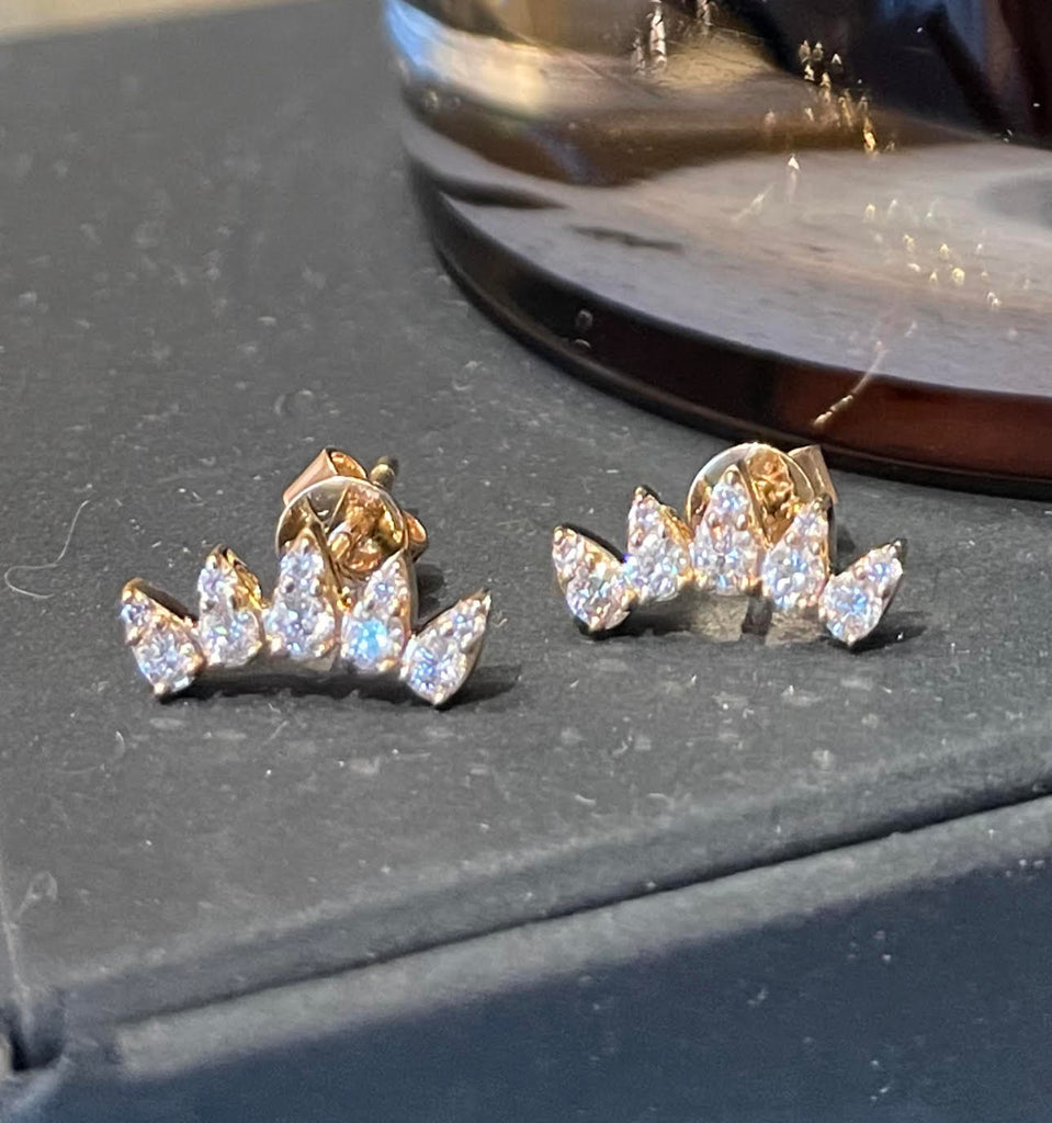 14k Diamond Pear Shaped Crawler Stud Earrings